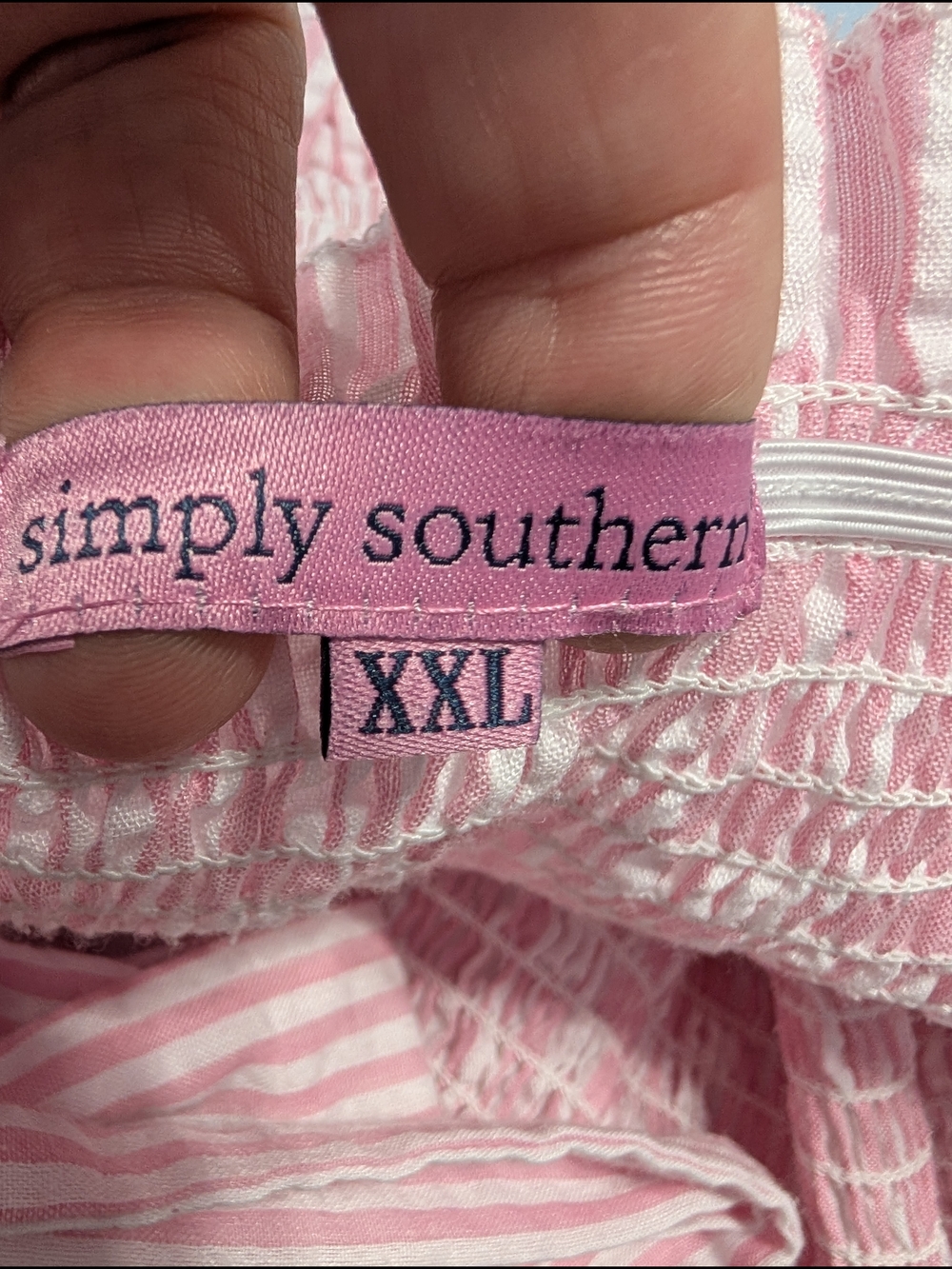 Simply Southern Pink Seersucker Smocked Maxi Dress Cottagecore XXL - Picture 10 of 11
